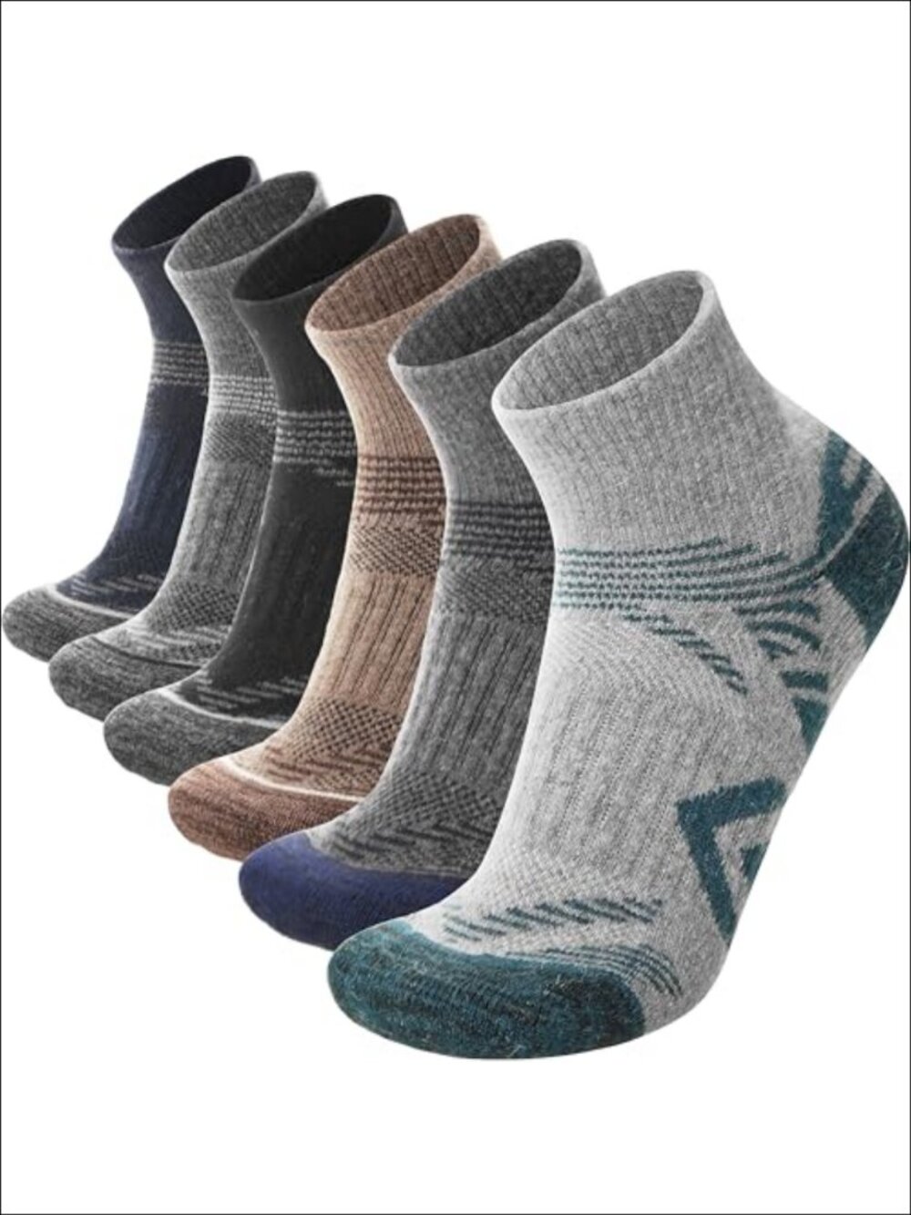 Merino Wool Quarter Ankle Hiking Running Socks 6 Pairs